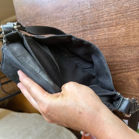 Vintage Fossil small black pebble leather shoulder bag - Picture 11 of 15